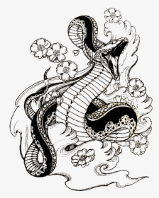 Japanese Traditional Tattoo Snake , Png Download - Japanese Snake Drawing, Transparent Png, Free Download