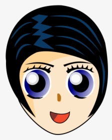 Free Vector Manga Girl Dirk Struve - Black Hair Blue Eyes Cartoon, HD Png Download, Free Download