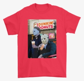 Michael Myers Jason Voorhees Chilling At Dunkin - Dunkin Donuts, HD Png Download, Free Download