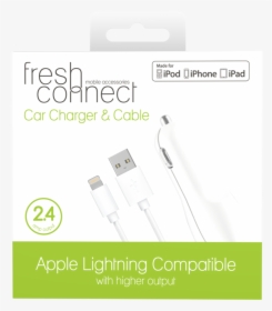 Fresh & Connect Lighting Cable With Car Charger - Usb Cable, HD Png Download, Free Download