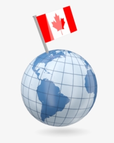 Earth With Flag Pin - Earth With Canada Flag, HD Png Download, Free Download