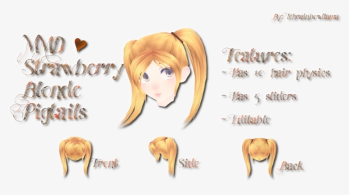 Hair Clipart Back Hair - Mmd Pigtails, HD Png Download, Free Download