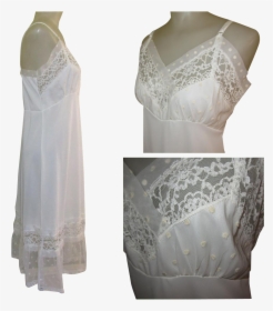 Vintage Slip, Lace Trim, Embroidered Polka Dots, 1950"s - Lace, HD Png Download, Free Download