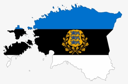 Estonia Map Flag With Stroke And Coat Of Arms - Estonia Flag And Map, HD Png Download, Free Download