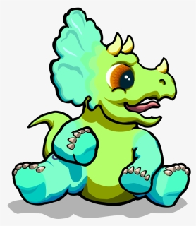 Green Baby Dino Vector Image - Triceratops Baby Clipart, HD Png Download, Free Download