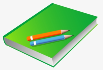 Green Drawing Pencil - Book And Pencils, HD Png Download, Free Download