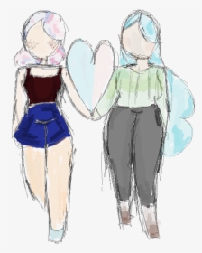 Lesbian Couple Holding Hands Drawing, HD Png Download, Free Download