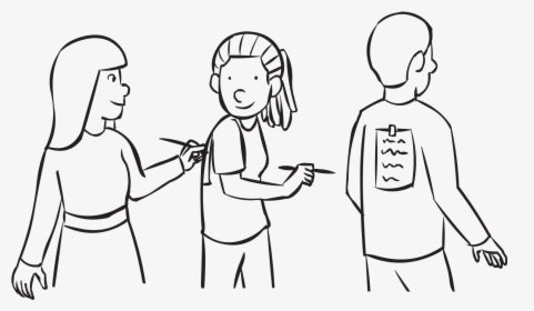 People With Notes Stuck To Their Back Playing A Fun - Drawing On The Back Game, HD Png Download, Free Download