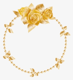 #rose #oses #wreath #gold #header #border #frame #decor - Vector Gold Frame Png, Transparent Png, Free Download