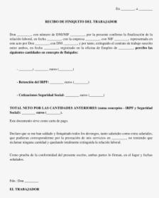Recibo De Finiquito Del Trabajador - Recibo De Finiquito, HD Png Download, Free Download