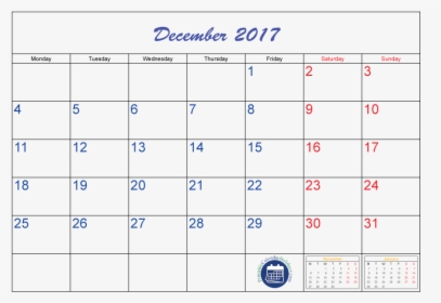 December 2017 Printable Calendar - November 2018 Calendar Days, HD Png Download, Free Download