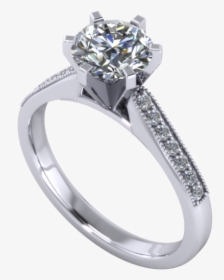 Anillo De Compromiso Para Diamante Central Redondo - Engagement Ring, HD Png Download, Free Download