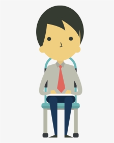 Cartoon Businessman Sitting On Chair - Cartoon Sitting In Chair, HD Png Download, Free Download
