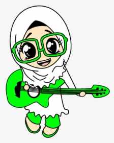 Transparent Veil Clipart - Muslimah Guitar Cartoon, HD Png Download, Free Download