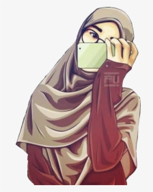 #muslimah #hijab #girl #beautiful - Beautiful Hijab Girl Cartoon, HD Png Download, Free Download
