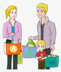 Família, Compras, Feliz, Venda, Loja, Pessoas, Gastos - Cartoon, HD Png Download, Free Download