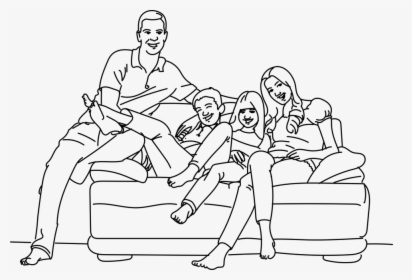 Familia, Sofá, Feliz, Sentados, Sonrisa - Sitting, HD Png Download, Free Download