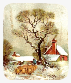 Vintage Winter Scene Clipart, HD Png Download, Free Download