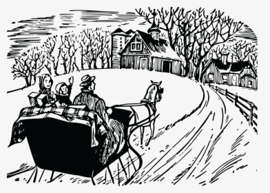 Transparent Harvest Clipart Black And White - Black And White Sleigh Ride, HD Png Download, Free Download