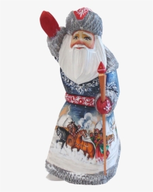 Russian Santa/father Christmas With Winter Snow Scene - Carving, HD Png Download, Free Download