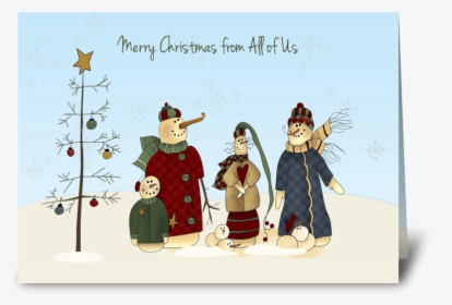 Snowmen Group, Winter Scene Greeting Card - Christmas Card, HD Png Download, Free Download