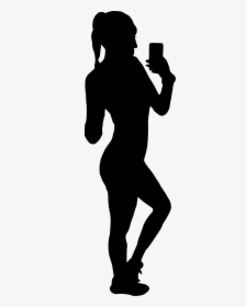 Girl Taking Selfie Silhouette Png, Transparent Png, Free Download