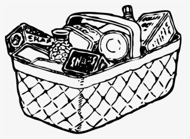 Grocery Basket Clip Arts - Gift Basket Clipart Black And White, HD Png Download, Free Download