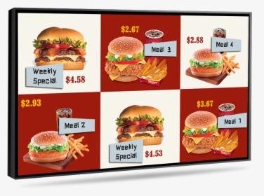 Hd Digital Menu Boards - Cheeseburger, HD Png Download, Free Download