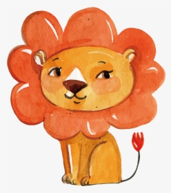 Lion Northern Giraffe Watercolor Painting - Lion Cartoon Watercolor, HD Png Download, Free Download