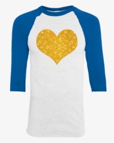 Gold Glitter Heart For Valentine"s Day Youth Raglan - T-shirt, HD Png Download, Free Download