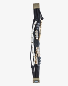 *oval Black Lava Bead, Leather Gold & White Beads, HD Png Download, Free Download