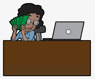 Cartoon Black Woman Contentedly Makes Money Online - Cartoon, HD Png Download, Free Download