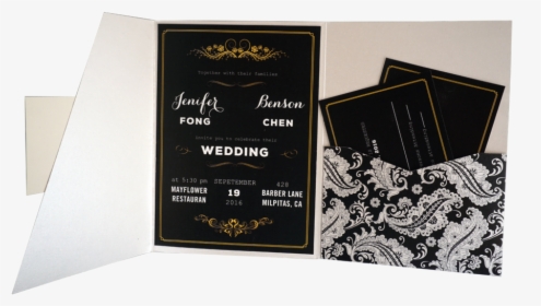 Floral Chalkboard Black And White Wedding Invitation - Paper Bag, HD Png Download, Free Download