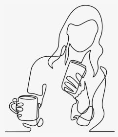 Line Drawing Drink Coffee, HD Png Download, Free Download