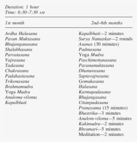 Yoga Asanas Observations Table, HD Png Download, Free Download