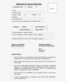 Application For Issue Of Bus Pass Bus Pass For Ac Non - Karnataka Ksrtc Student Bus Pass Form, HD Png Download, Free Download