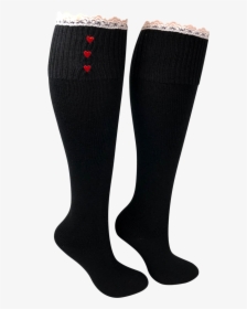 Black Knee High Lace Boot Socks - Sock, HD Png Download, Free Download