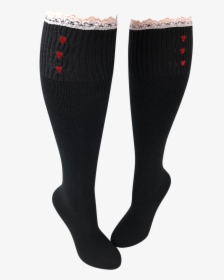 Black Knee High Lace Boot Socks - Hockey Sock, HD Png Download, Free Download