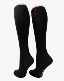 Black Knee High Lace Boot Socks - Sock, HD Png Download, Free Download