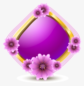 Euclidean Flowers Crystal Frame Material Transprent - Frame With Flowers Perple, HD Png Download, Free Download