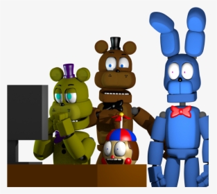 Freddy, Bonnie, Fredbear, And Bb Reacting To Something - Cartoon, HD Png Download, Free Download