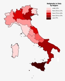 Religiosity In Italy By Region - Alba Italy Map, HD Png Download, Free Download