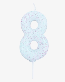 Age 8 Glitter Numeral Moulded Pick Candle White Iridescent"  - Polka Dot, HD Png Download, Free Download