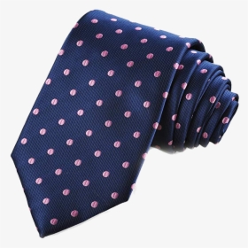 Polka Dot Navy Tie With Pink Dots By Kissties - Polka Dot, HD Png Download, Free Download
