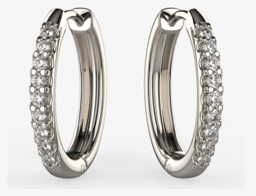 White Gold Classic Hoop Diamond Earrings - Diamond Earrings White Gold Australia, HD Png Download, Free Download