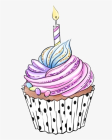 #cupcake #cake #candle #birthdaycake #birthday #celebration - Cupcake Illustrations, HD Png Download, Free Download