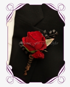 Silk Artificial Dark Moody Red, And Black Mens Button - Wedding Protea Boutonniere, HD Png Download, Free Download
