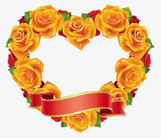 Free Png Yellow And Red Roses Heart Transparent Frame - Rose Heart Frame Png, Png Download, Free Download