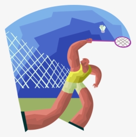 Vector Illustration Of Sport Of Badminton Player Hits - Graphic Design, HD Png Download, Free Download