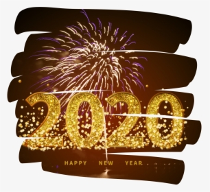 #happynewyear #2020 #glitter #gold #fireworks #night - Fireworks, HD Png Download, Free Download